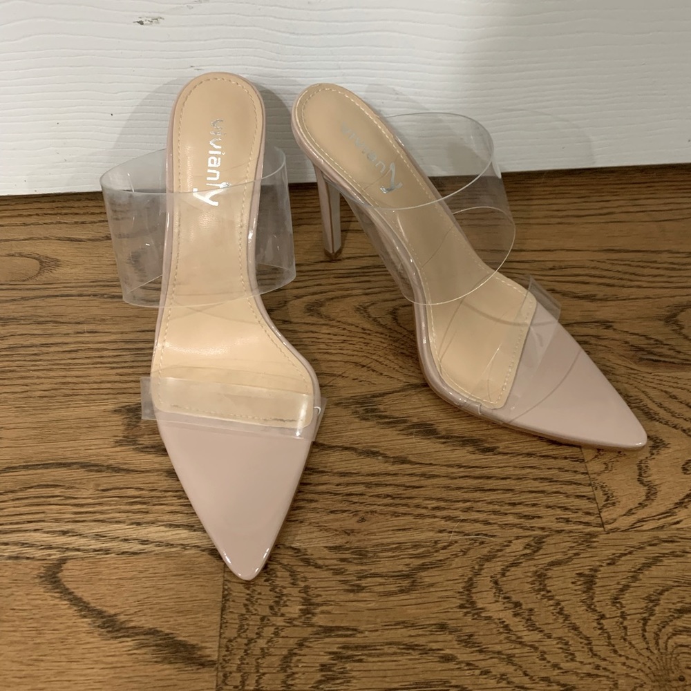 Vivianly Clear Pointed Sandal Womens 7.5 Nude